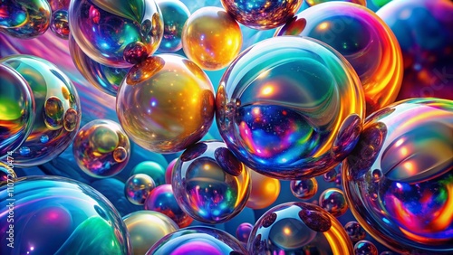 Vibrant 3D Abstract Colorful Metaballs Background with Holographic Effects for Ultra-HD 4K Animation and Visuals in Bright, Eye-Catching Colors