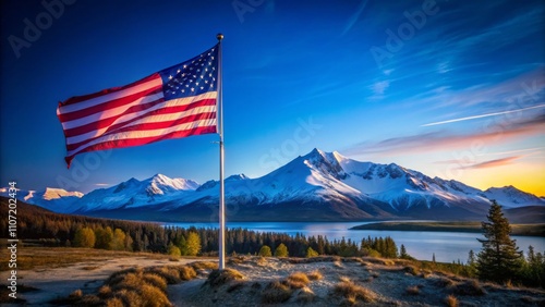 Historic Moment: The American Flag Raised Over Alaska in 1867, Symbolizing the Acquisition of the Territory and the Spirit of American Expansionism photo