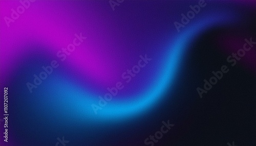 Dark purple blue black abstract grainy background, glowing vibrant color gradient shape, noise texture poster header banner cover design