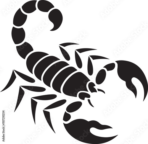 A silhouette vector of a scorpion depicted, illustration of a scorpion photo