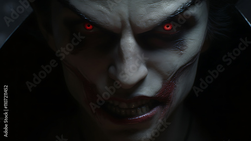 portrait of a evil demonic vampire face photo