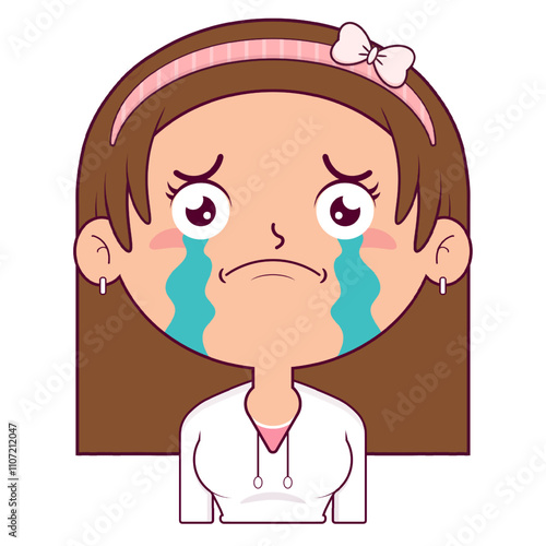 girl scared face cartoon cute