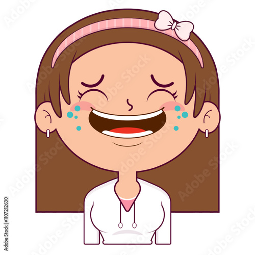 girl laughing face cartoon cute