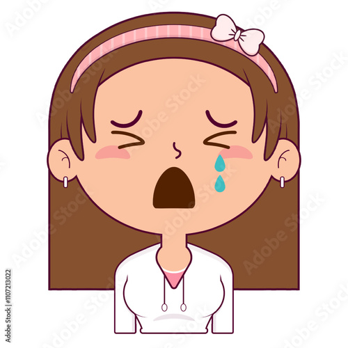 girl crying face cartoon cute