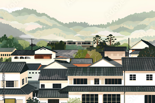 Wallpaper Mural 白壁の家々の風景-3 Torontodigital.ca