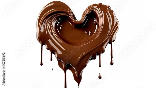 Chocolate heart splash. Liquid chocolate in the shape of a love heart. Generative ai.