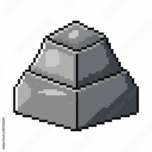 Retro Pixel Art Silver Brick Icon, Vintage Gaming Aesthetics for Digital Design