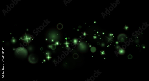  Christmas background. Powder PNG. Magic shining green dust. Fine, shiny dust bokeh particles fall off slightly. Fantastic shimmer effect.