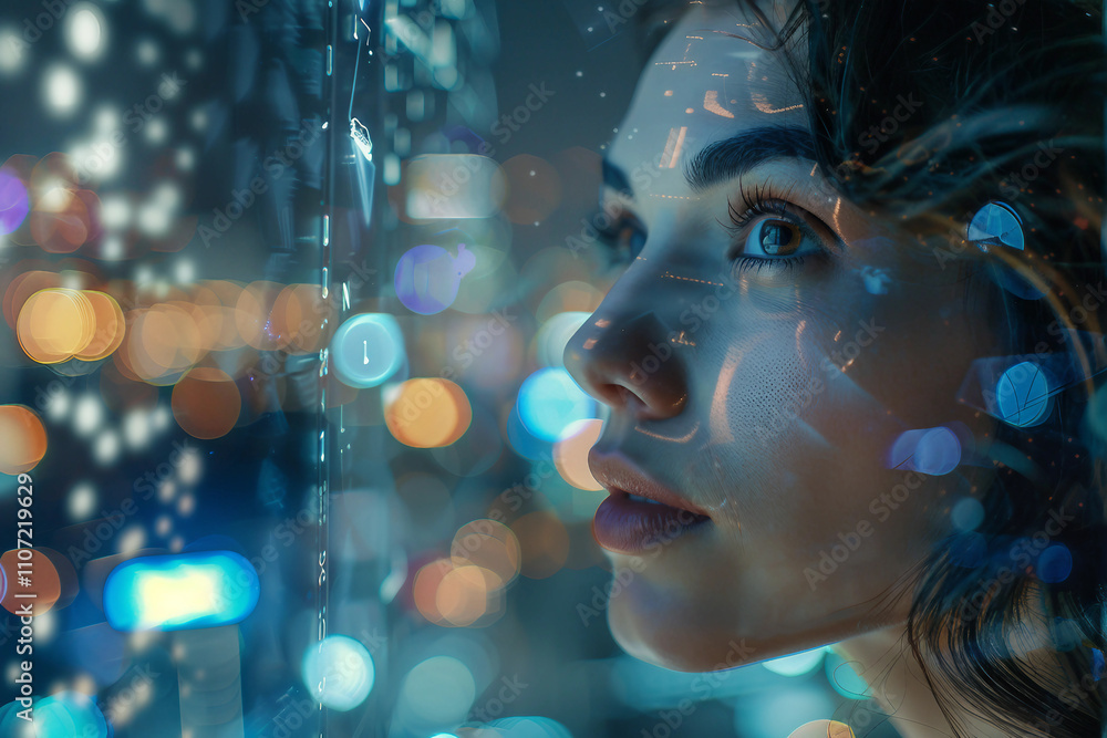 Generative AI Portrait of a Time Traveler Exploring Futuristic Megapolis big city Generative AI Portrait of a Time Traveler Exploring Futuristic Megapolis big city