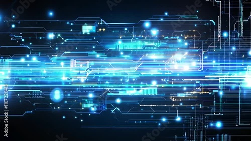 Wallpaper Mural Abstract Blue Digital Network with Glowing Lines and Data Streams Torontodigital.ca