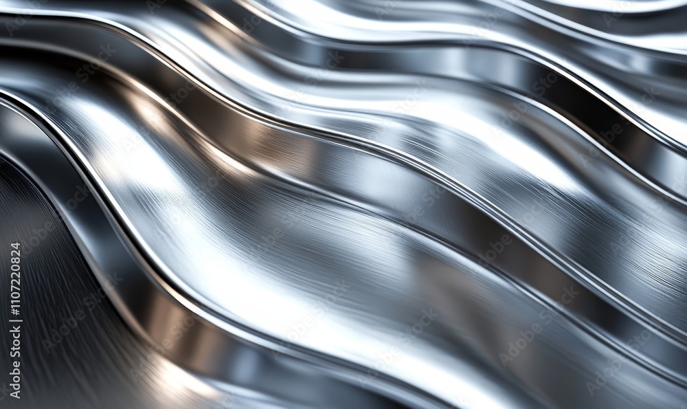Chrome Metal Wave Background, Generative AI Chrome Metal Wave Background, Generative AI