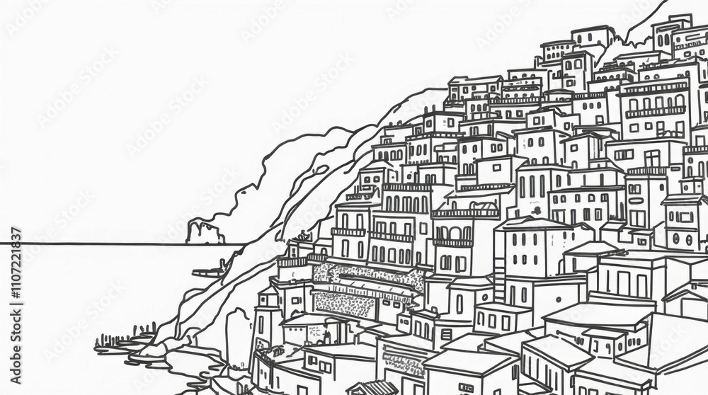 Fototapeta premium Amalfi Coast Cliff Silhouette