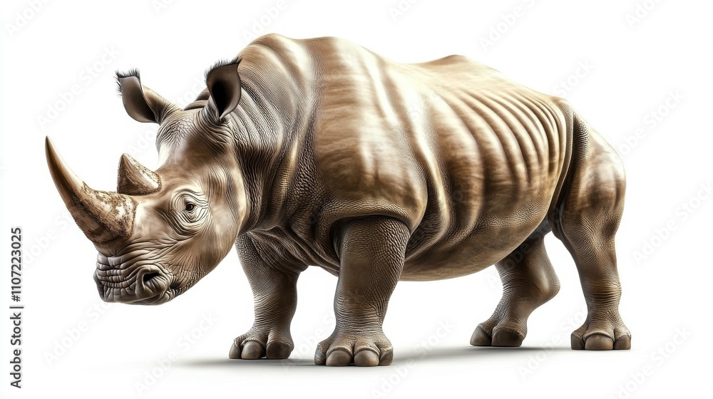 A majestic rhino displayed on a sleek white background. A majestic rhino displayed on a sleek white background.