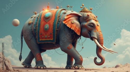 Fusion of Traditional Indian Elephants photo