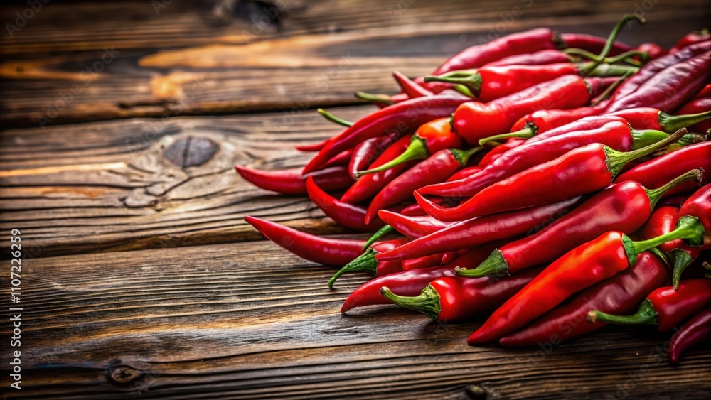 Vibrant Red Hot Chili Peppers on Rustic Wooden Table with Space for Text, Ideal for Culinary and Spicy Food Themes, Perfect for Foodies and Cooking Enthusiasts Vibrant Red Hot Chili Peppers on Rustic Wooden Table with Space for Text, Ideal for Culinary and Spicy Food Themes, Perfect for Foodies and Cooking Enthusiasts