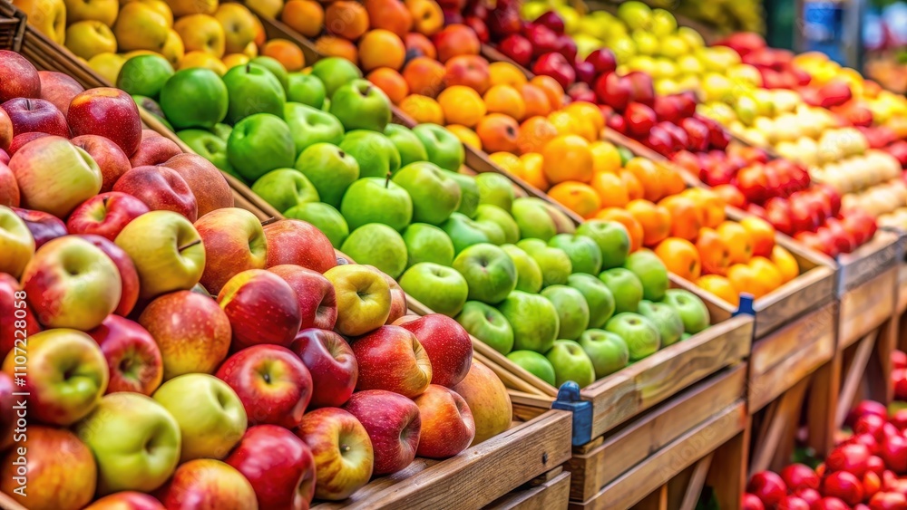 A variety of fresh apples on display at a vibrant market stall, apples, market, fresh, variety, healthy, colorful, organic A variety of fresh apples on display at a vibrant market stall, apples, market, fresh, variety, healthy, colorful, organic