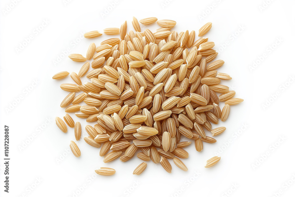 Obraz premium A pile of brown rice with a white background
