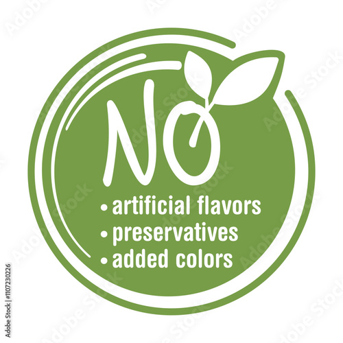 No Artificial Preservatives, Sweeteners, Flavors - label in organic calligraphic style