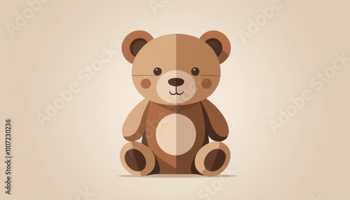 Stylized teddy bear illustration, feeling playful, with minimalistic background, modern design