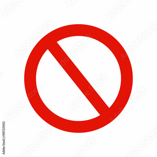 Prohibition and ban sign, Red strikethrough circle, Simple flat vector icon illustration photo