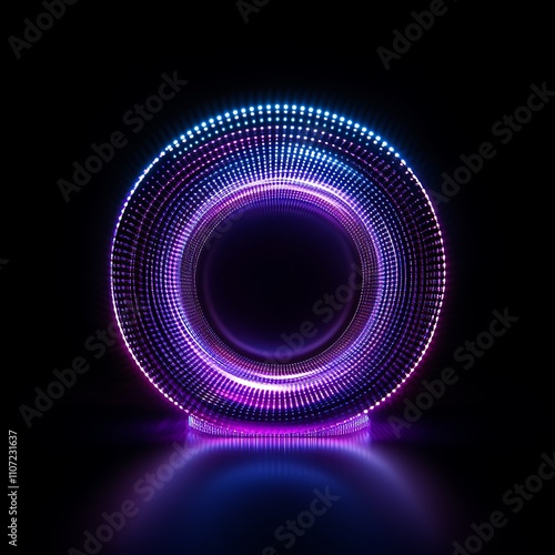 Vibrant Circular LED Light Display with Colorful Glow in Dark Background for Modern Digital Art Projects