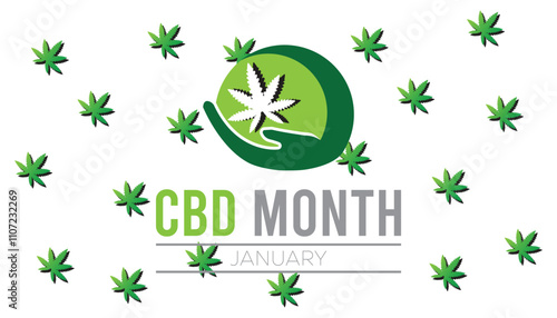 National CBD Month observed each year during January. Healthcare Medical Awareness concept. Vector template for banner, greeting card, poster with background.