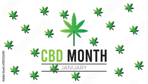 National CBD Month observed each year during January. Healthcare Medical Awareness concept. Vector template for banner, greeting card, poster with background.