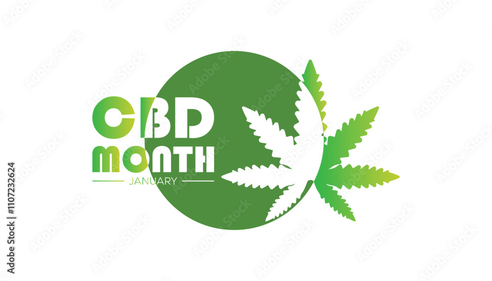 National CBD Month observed each year during January. Healthcare Medical Awareness concept. Vector template for banner, greeting card, poster with background. National CBD Month observed each year during January. Healthcare Medical Awareness concept. Vector template for banner, greeting card, poster with background.