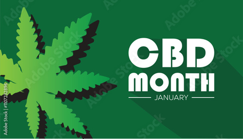 National CBD Month observed each year during January. Healthcare Medical Awareness concept. Vector template for banner, greeting card, poster with background.