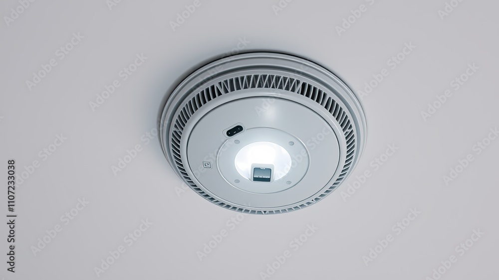 Elegant Smoke Detector in a Modern Home: Surreal Documentary Photography of Safety Devices on White Ceilings Elegant Smoke Detector in a Modern Home: Surreal Documentary Photography of Safety Devices on White Ceilings
