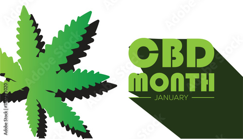 National CBD Month observed each year during January. Healthcare Medical Awareness concept. Vector template for banner, greeting card, poster with background.