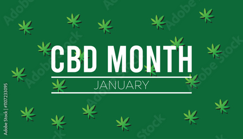 National CBD Month observed each year during January. Healthcare Medical Awareness concept. Vector template for banner, greeting card, poster with background.