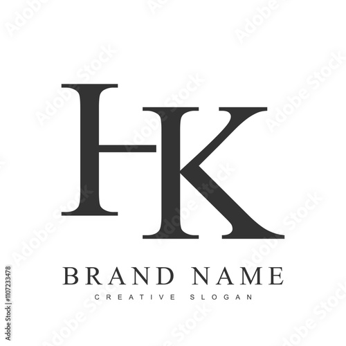 HK trendy logotype template. Initial letter h and k classic font style. Creative logo for company name or identity. photo