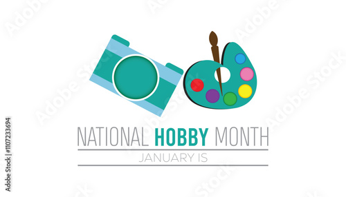 National Hobby Month observed each year during January. People Awareness concept. Vector template for banner, greeting card, poster with background.