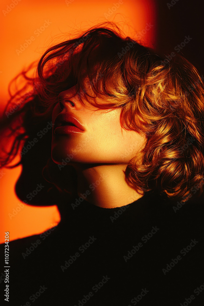 Dramatic Portrait with Bold Lighting and Sultry Expression Showcasing Fashion and Beauty Dramatic Portrait with Bold Lighting and Sultry Expression Showcasing Fashion and Beauty