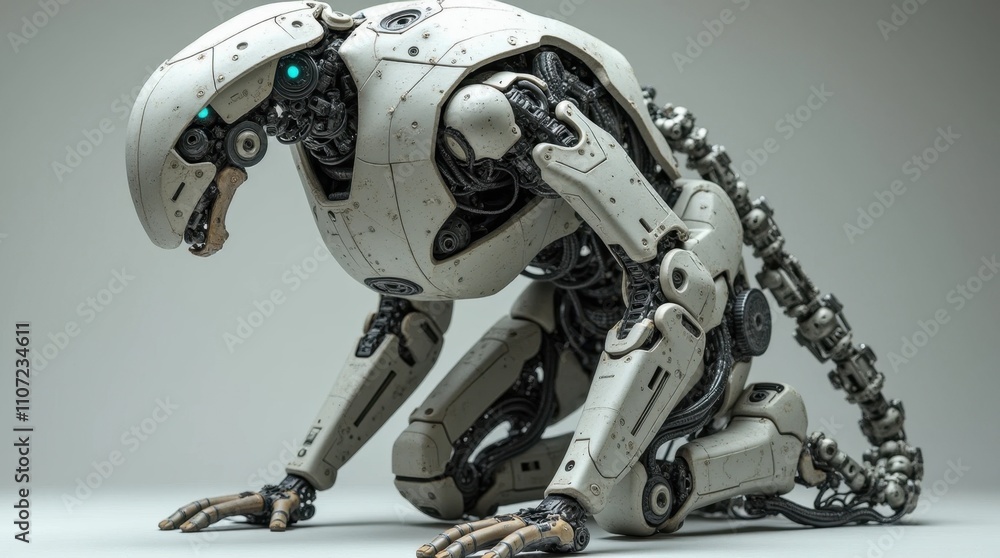 Fototapeta premium Futuristic Robotic Sculpture: Technology and Art Merged