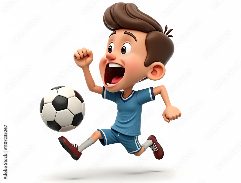 Charming 3D Cartoon of a Little Boy with Soccer Ball - Perfect for Graphics, Billboards, and Banners Charming 3D Cartoon of a Little Boy with Soccer Ball - Perfect for Graphics, Billboards, and Banners