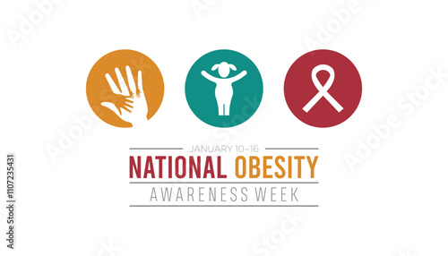 National Obesity Awareness Week observed each year during January. Healthcare Medical Awareness concept. Vector template for banner, greeting card, poster with background.