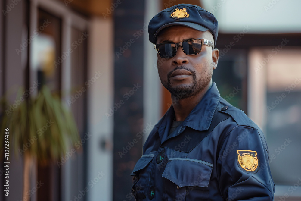 Obraz premium Serious police officer and security generative AI picture