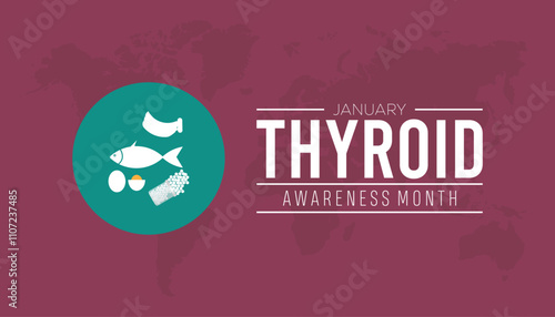 Thyroid Awareness Month observed each year during January. Healthcare Medical Awareness concept. Vector template for banner, greeting card, poster with background.