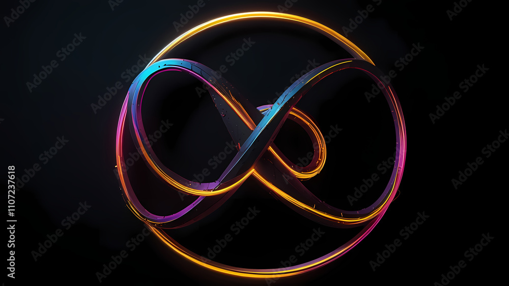 Black Background With a Neon Lights Forming the Infinity Emblem Black Background With a Neon Lights Forming the Infinity Emblem