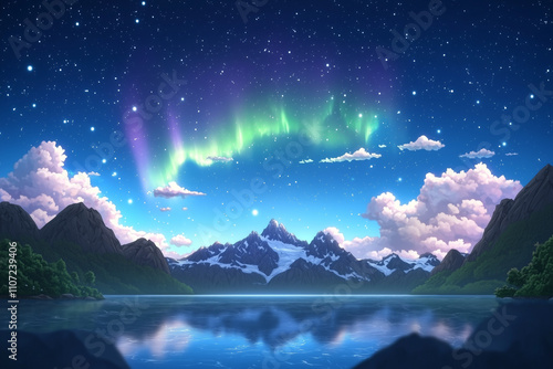 Frozen Lights: Northern Aurora Over a Glacier Lagoon