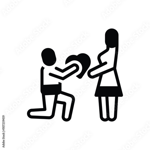 Black solid icon for love