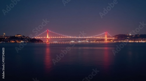 Glowing Bosphorus Bridge Silhouette at Night