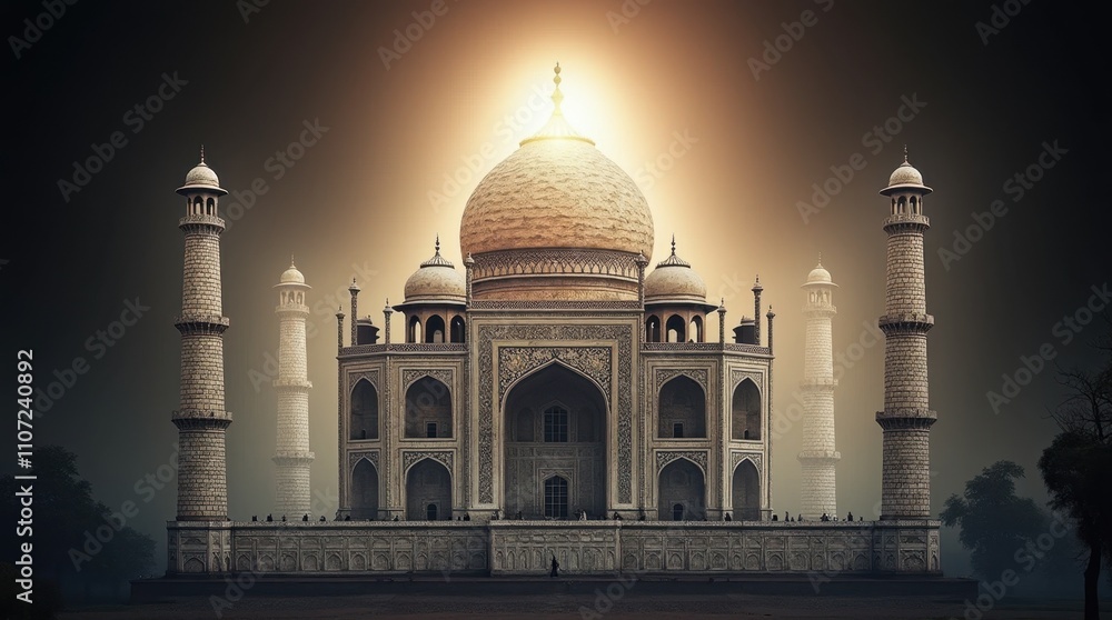Obraz premium Glowing Silhouette of the Taj Mahal