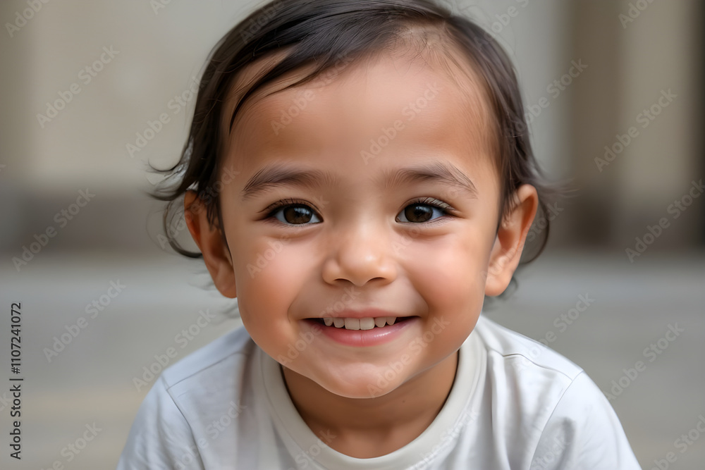 Smiling toddler expressing happiness and joy in candid portrait Smiling toddler expressing happiness and joy in candid portrait