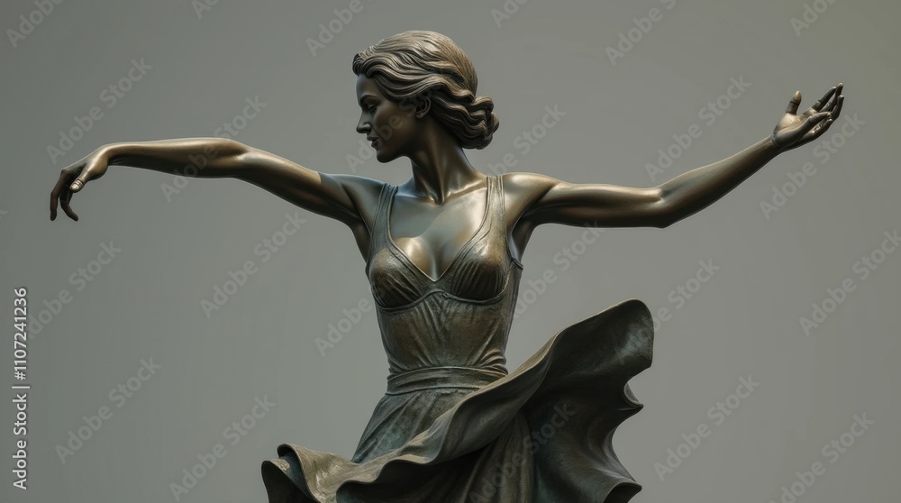 Dancing Bronze Statue of a Young Woman