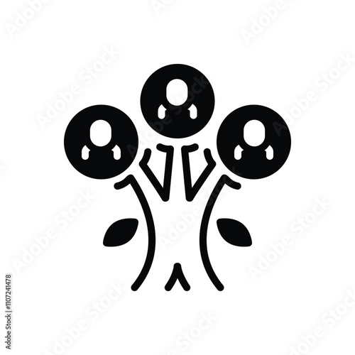 Black solid icon for family tree