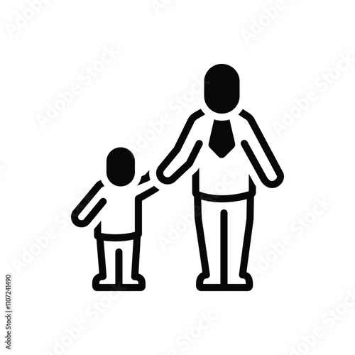 Black solid icon for father and son