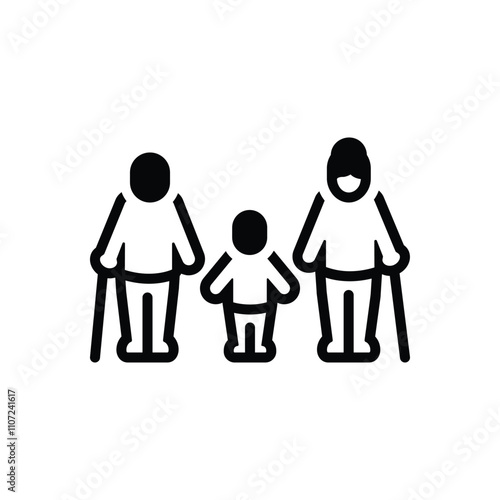 Black solid icon for grandparents
